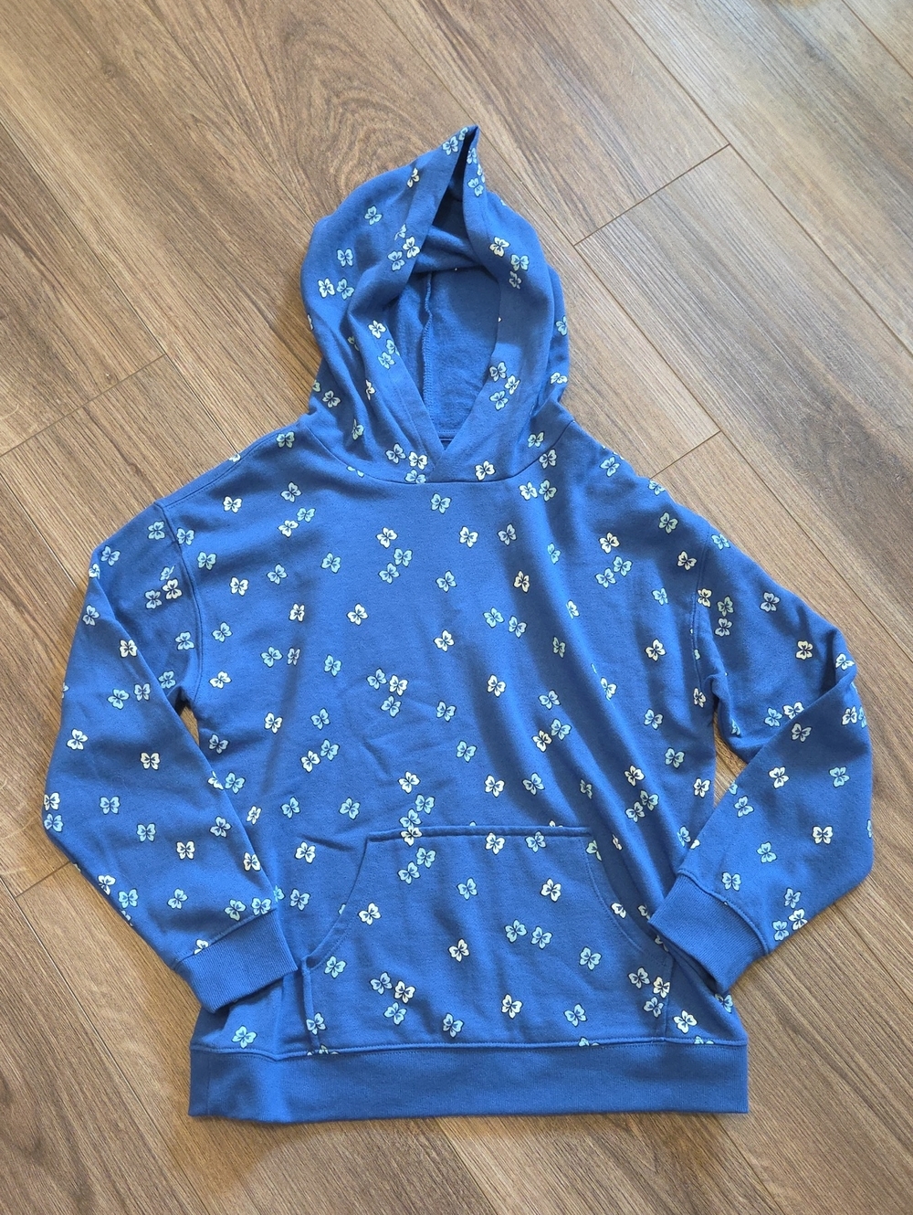 wonder nation Blue Floral-Pattern Hooded Sweatshirt